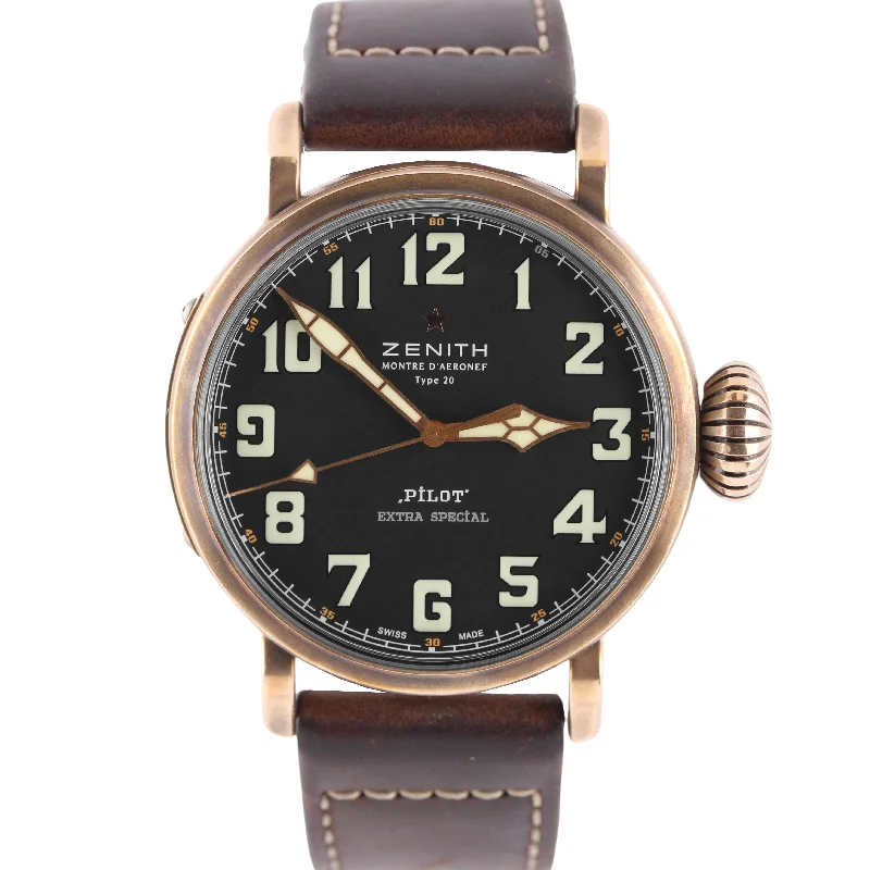 smartwatch with guided workouts and tracking-2015 PAPERS Zenith Pilot Type 20 Bronze Black 45mm 29.2430.679/21/C753 Watch Box