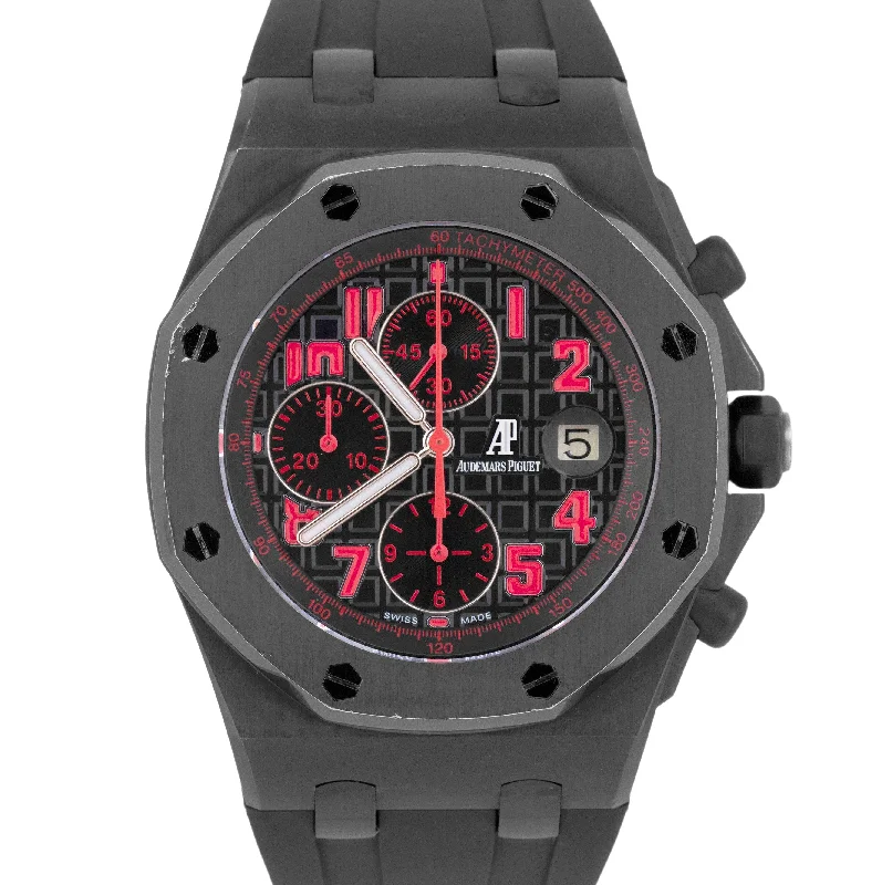 sports watch with fitness data synchronization-Audemars Piguet Royal Oak Offshore Las Vegas Strip 42mm PVD Black Red 26186SN