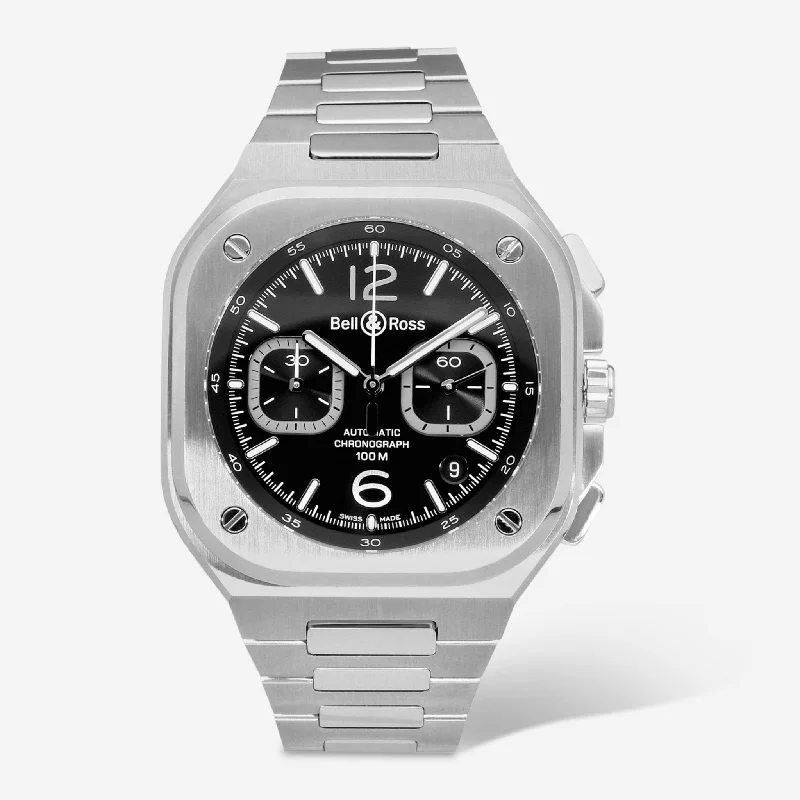 men’s wristwatch with sapphire crystal-Bell & Ross BR05 Chronograph Stainless Steel Automatic Men's Watch BR05C-BL-SST