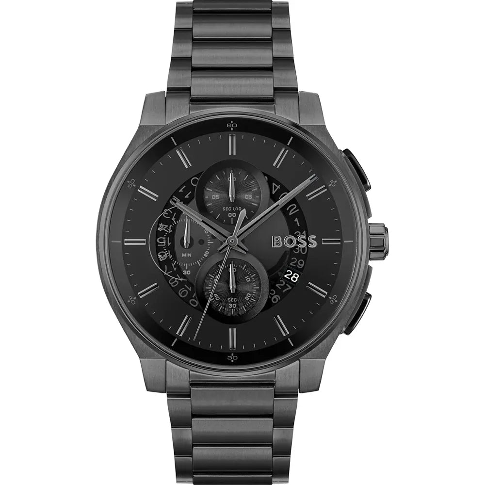 men’s sport wristwatch with GPS-BOSS Peak 2.0 chronograph function Black Round Dial Men's Watch - 1514192