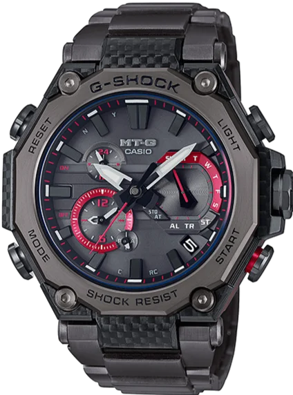 smartwatch with built-in fitness coach-Casio G-Shock MT-G Tough Solar Layered Carbon Frame MTG-B2000YBD-1A