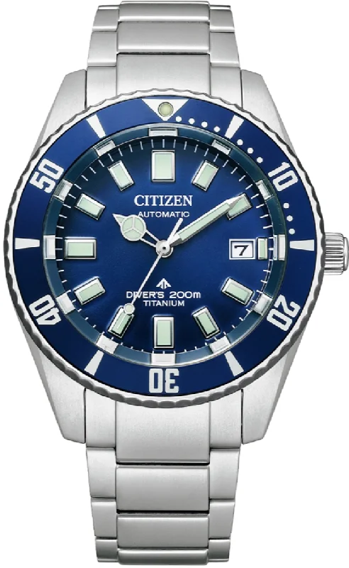 solar-powered diving wristwatch-Citizen Promaster Marine Titanium Mechanical Automatic ISO 200M Diver NB6021-68L