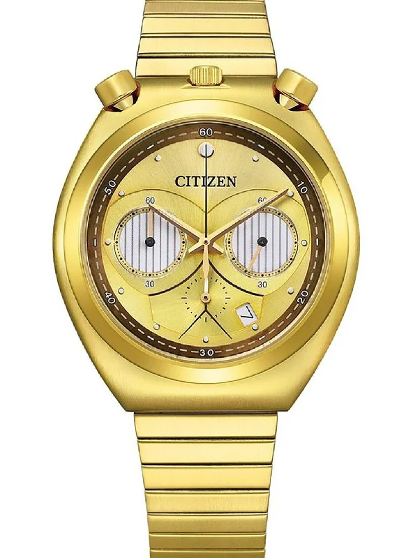 men’s fitness watch with GPS tracking-CITIZEN RECORD LABEL TSUNO(BULLHEAD) CHRONO "C-3PO" AN3662-51W LIMITED EDITION JAPAN MOV'T JDM