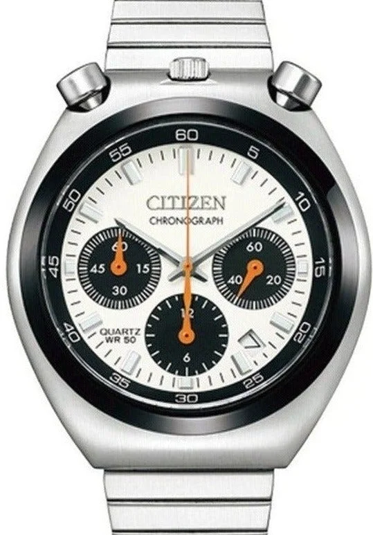 smartwatch with digital fitness tracking-Citizen Retro TSUNO CHRONO Quartz Chronograph Bullhead White Dial AN3660-81A