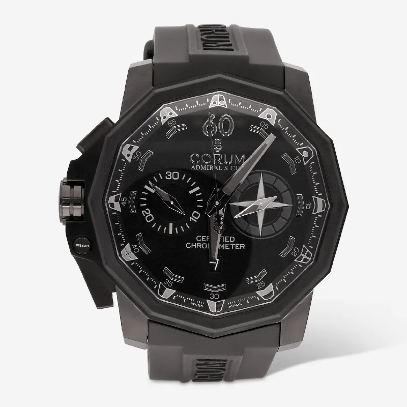 outdoor adventure smartwatch for hiking-Corum Admiral's Cup Seafender 50 Chronograph Left-Hand Black PVD Titanium Automatic Men's Watch A753/00990