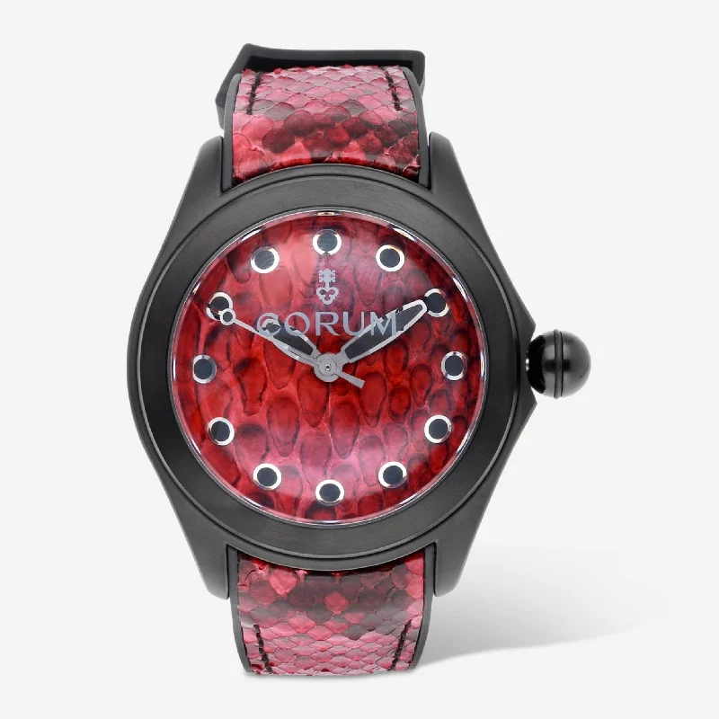 men’s vintage mechanical wristwatch-Corum Bubble 42 Red Python Limited Edition Stainless Steel Automatic Men's Watch L082/03208