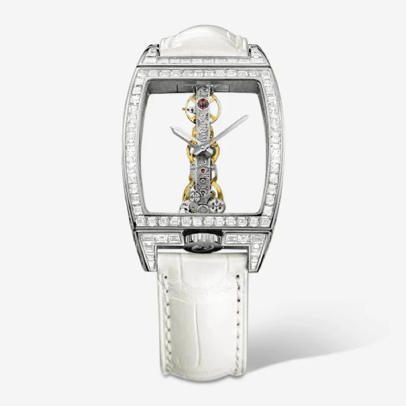 smartwatch with built-in fitness coach-Corum Golden Bridge Baguette 18K White Gold Manual Wind Men's Watch B113/01109