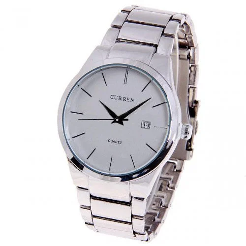 vintage men’s stainless steel wristwatch-Curren Men's Watch with Stainless Steel Band (White 4.3cm Dial) - CUR011