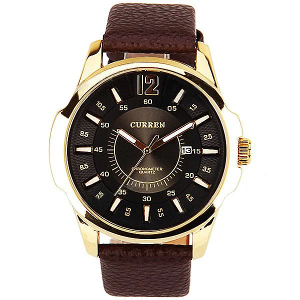 men’s luxury leather strap automatic watch-Curren Men's Watch with Leather Band (Black 4,8cm Dial) CUR021