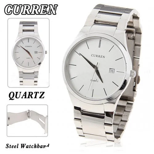 classic analog wristwatch with date function-Curren Stainless Steel Men's Watch (White 4.2cm Dial) - CUR056