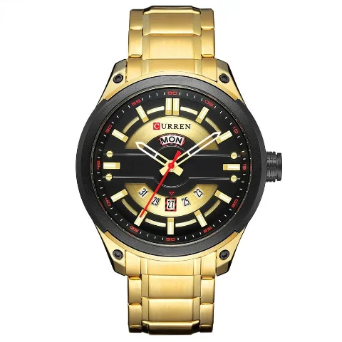 digital smartwatch with fitness goals-Curren Gold Luxury Men's Watch (Dial 4.5cm) - CUR 168