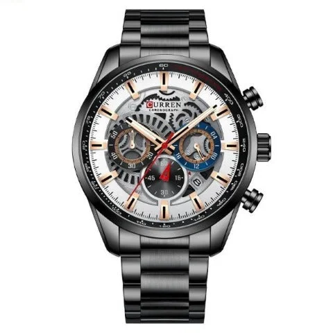 men’s smart casual quartz watch-Curren Men's Full Steel Chronograph Watch (Dial 4.5cm) - CUR212