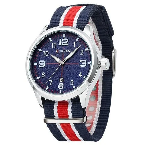 men’s luxury wristwatch with sapphire glass-Curren Men's Nylon Strap Watch (Blue 4.2cm Dial) - CUR123