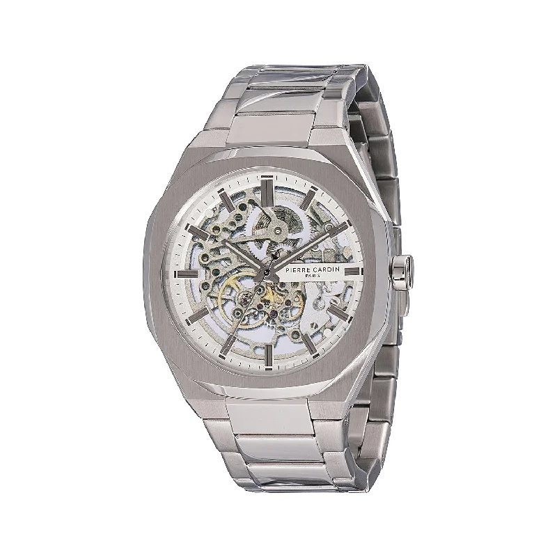 high-performance multi-sport wristwatch-Élysée Automatique Men’s 42mm Skeleton Watch - Stainless Steel with Metal Strap