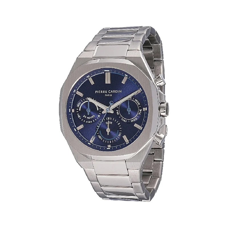 luxury sports wristwatch for men-Élysée Vogue Men’s 42mm Stainless Steel Watch - Blue Dial with Metal Strap