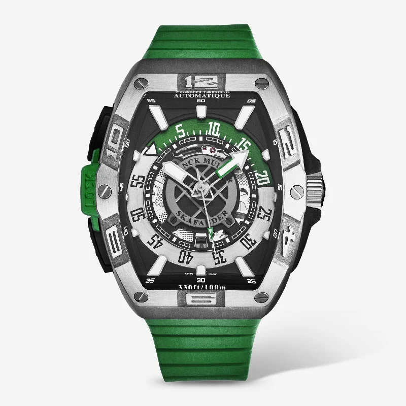 smartwatch with real-time sports data-Franck Muller SkaFander Black and Green Dial Automatic Men's Watch 46SCSKFBLKGRN