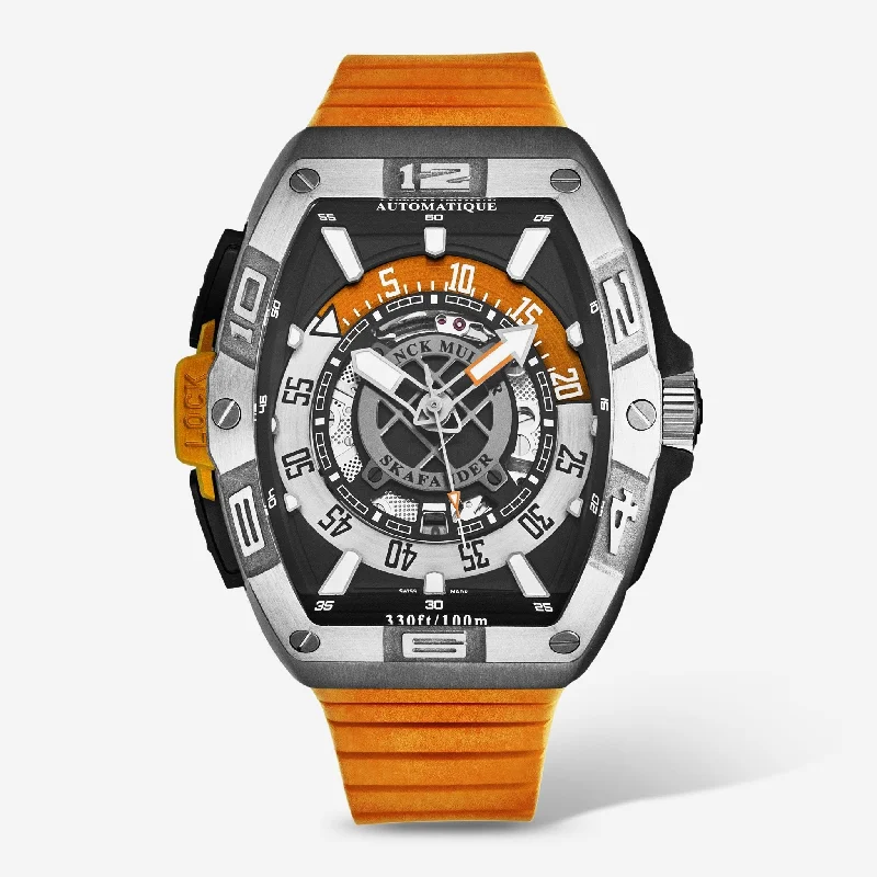 men’s digital wristwatch with date display-Franck Muller SkaFander Black and Orange Dial Automatic Men's Watch 46SCSKFBLKORG