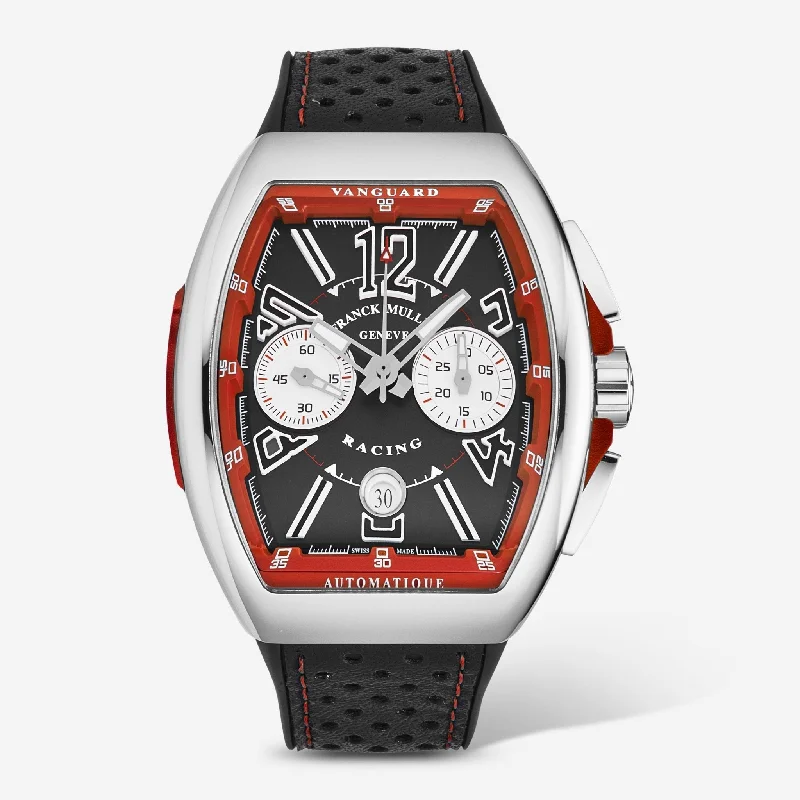 smartwatch with customizable watch faces-Franck Muller Vanguard Racing Black Dial Automatic Men's Watch 45CCBLKRED