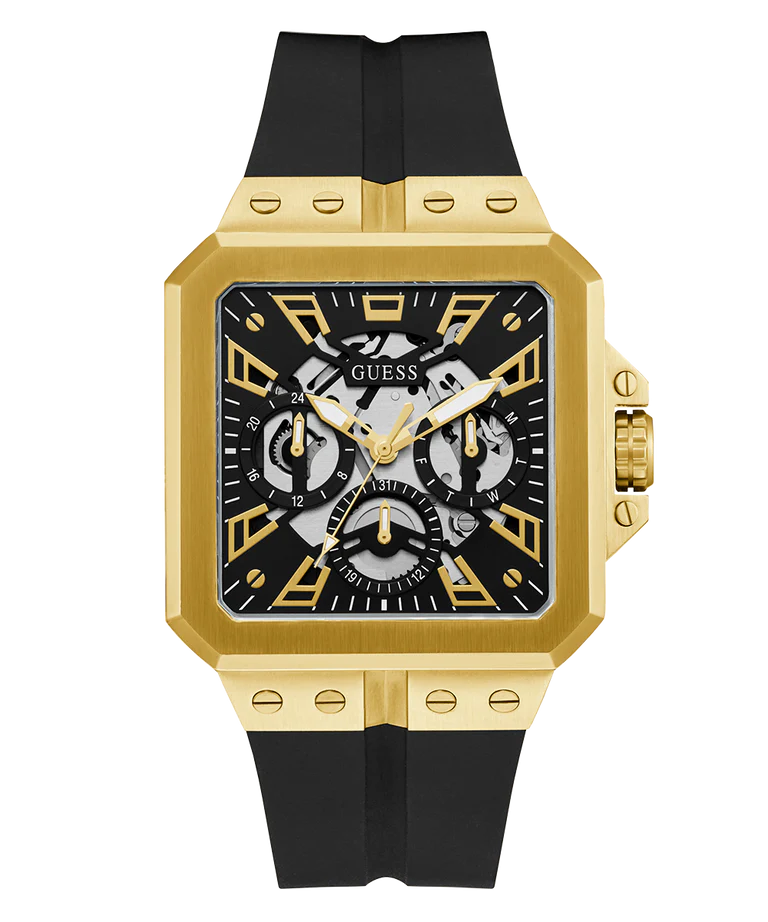 men’s automatic sports wristwatch-GUESS LEO Men Black Square Dial Analog Watch - GW0637G2