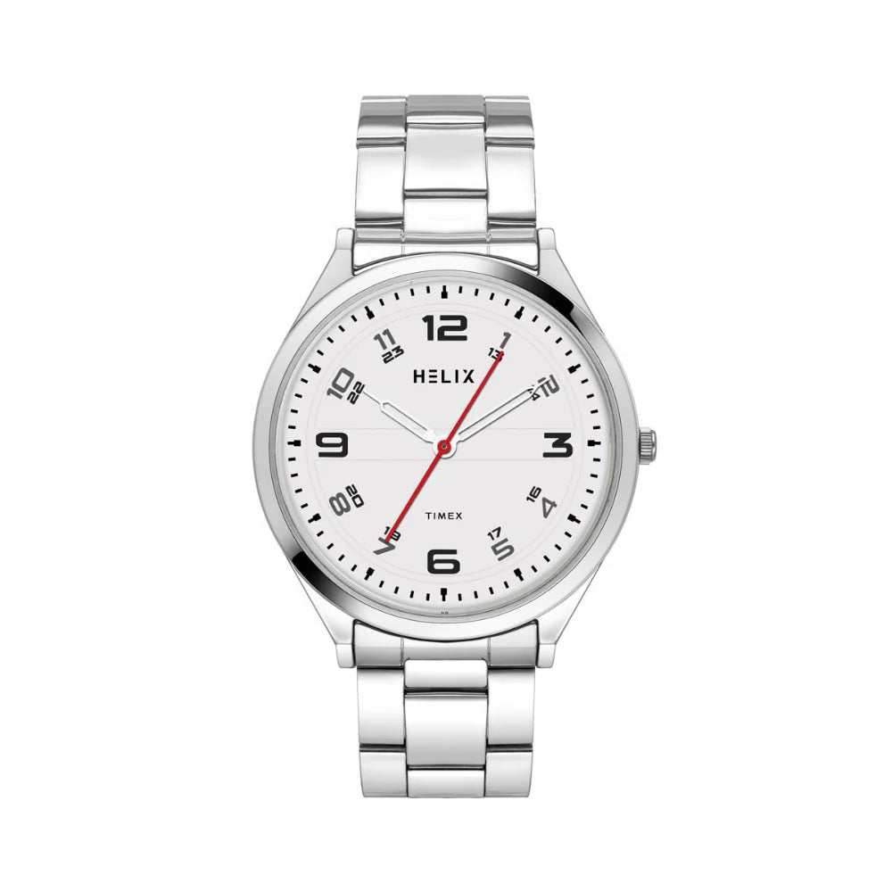 men’s automatic sports wristwatch-Helix By Timex Silver Round Analog Stainless Steel Watch Men -TW060HG00T