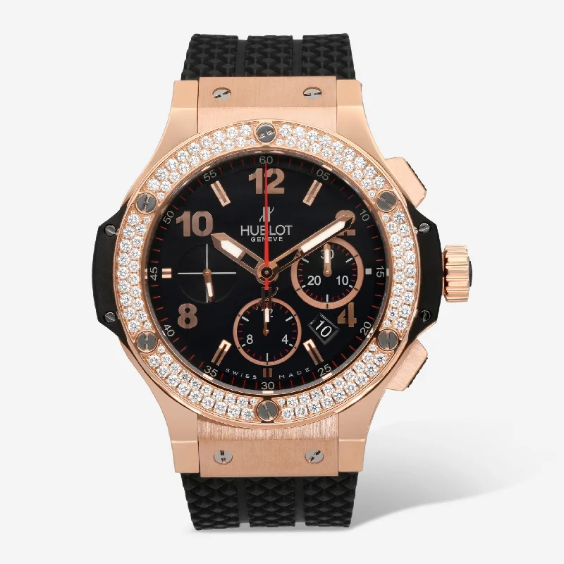 solar-powered smartwatch with fitness tracker-Hublot Big Bang Chrono 18K Rose Gold Diamond 44mm Automatic Men's Watch 301.PX.130.RX.114