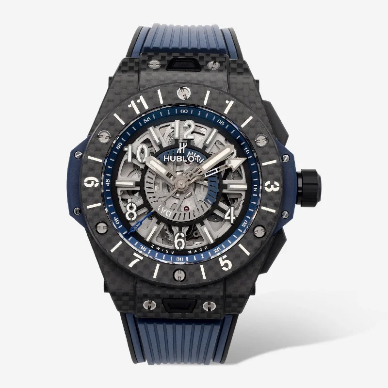 smartwatch with smart health reminders-Hublot Big Bang Unico GMT 45mm Carbon Fiber Automatic Men's Watch 471.QX.7127.RX