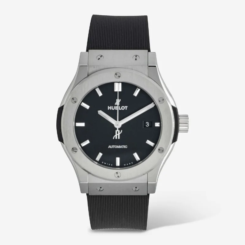 men’s luxury leather strap wristwatch-Hublot Classic Fusion Titanium Automatic Men's Watch 542.NX.1171.RX