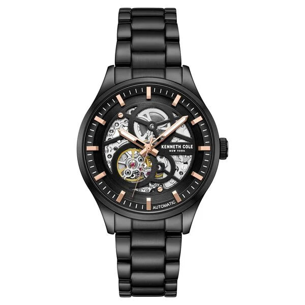 smartwatch with menstrual cycle tracking-Kenneth Cole Automatic Black Dial Watch For Men kcwgy0046403mn