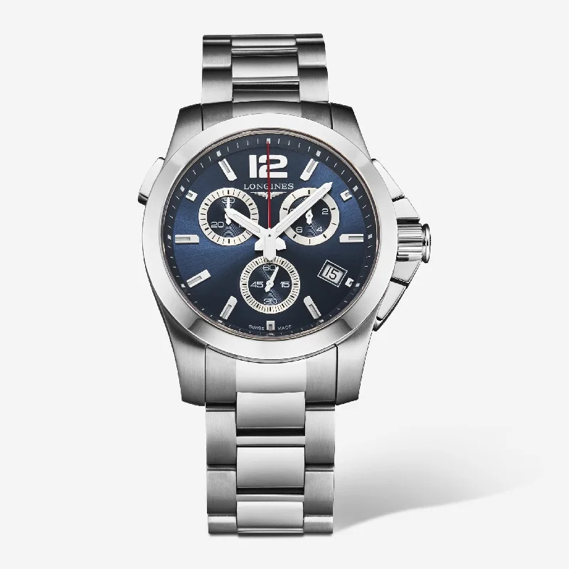 smartwatch with fitness progress insights-Longines Conquest Chronograph Stainless Steel Quartz Men's Watch L37024966