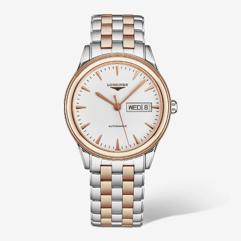 luxury men’s watch with leather band-Longines Flagship Stainless Steel & 18K Rose Gold Automatic Men's Watch L48993927