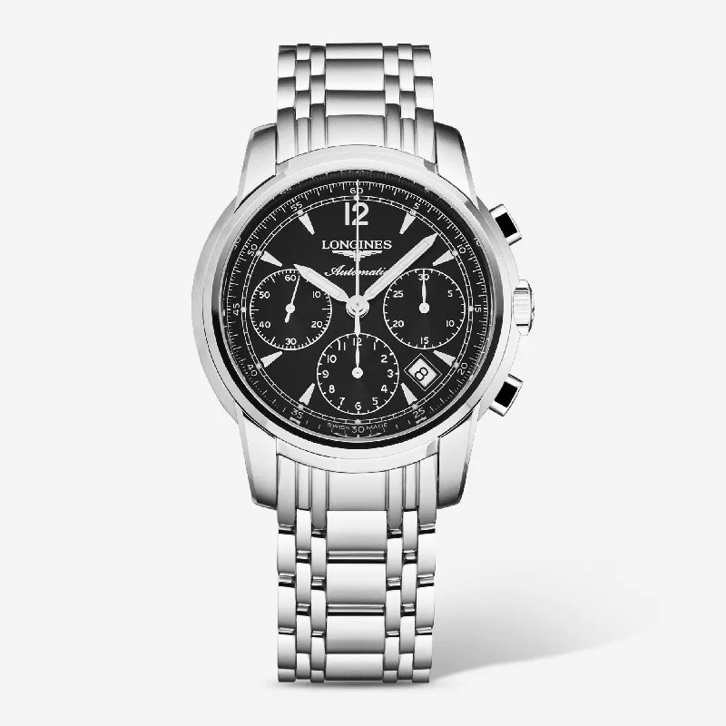 men’s digital wristwatch with date display-Longines Saint-Imier Stainless Steel Chronograph Automatic Men's Watch L27524526