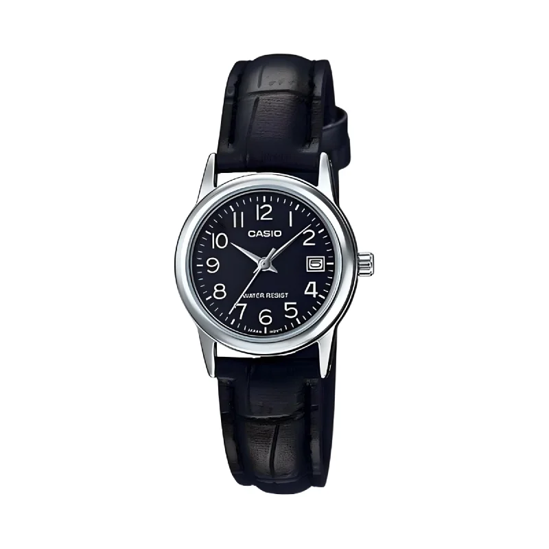 men’s automatic watch with leather strap-LTP-V002L-1B