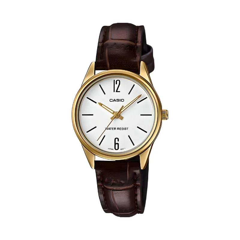 smart casual men’s leather watch-LTP-V005GL-7B