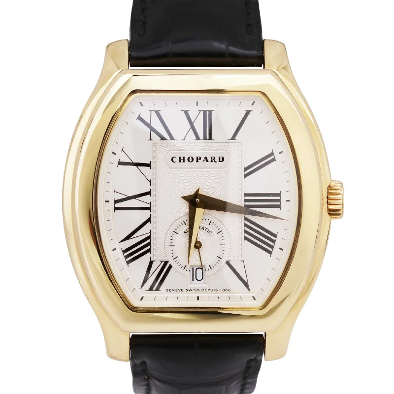 smartwatch with multi-sport tracking-Chopard L.U.C. Silver Guilloche Roman 18K Yellow Gold 40mm 16/2267 Watch