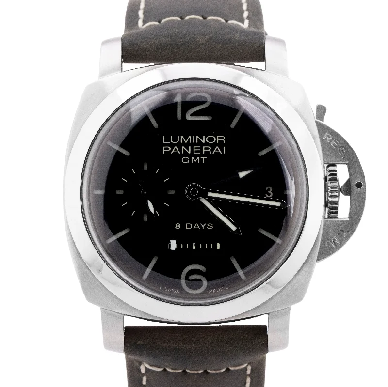 smartwatch with waterproof features-MINT Panerai Luminor Marina PAM00233 1950 GMT 8 Days DOT DIAL 44mm Watch BOX