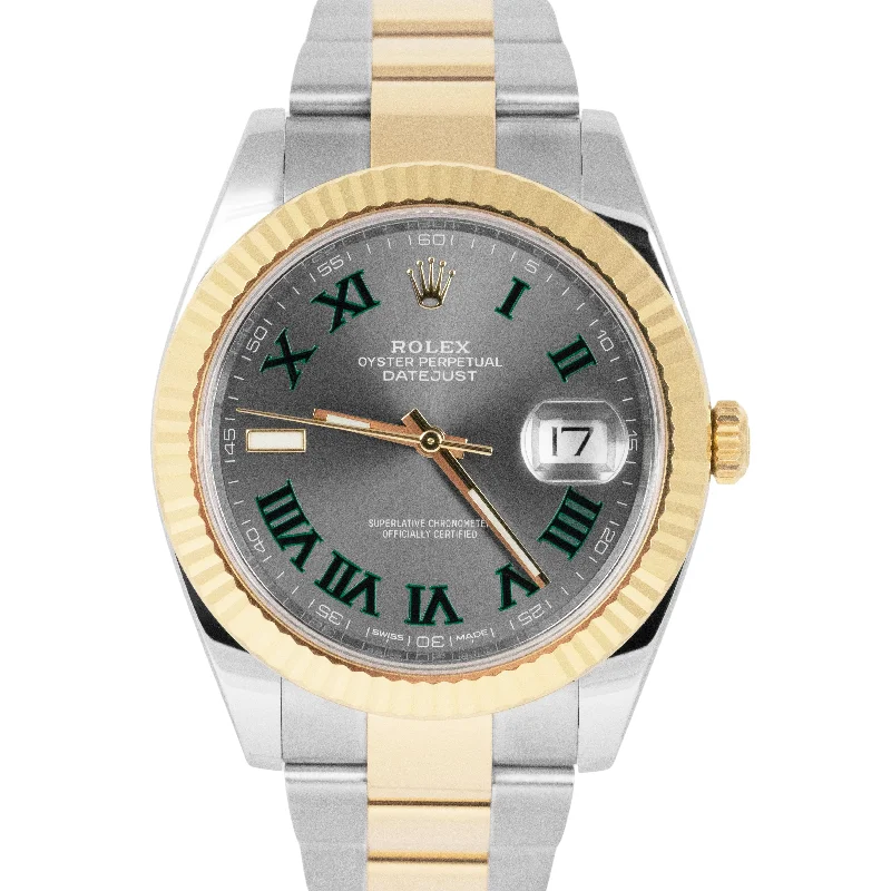 elegant Swiss quartz wristwatch-MINT PAPERS Rolex DateJust 41 Wimbledon 18K Gold Two-Tone 41mm Oyster 126333 BOX