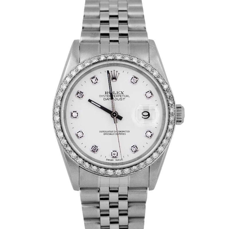 smartwatch with sleep quality analysis-MINT Rolex DateJust DIAMOND White 36mm Stainless Steel Jubilee Watch 16220