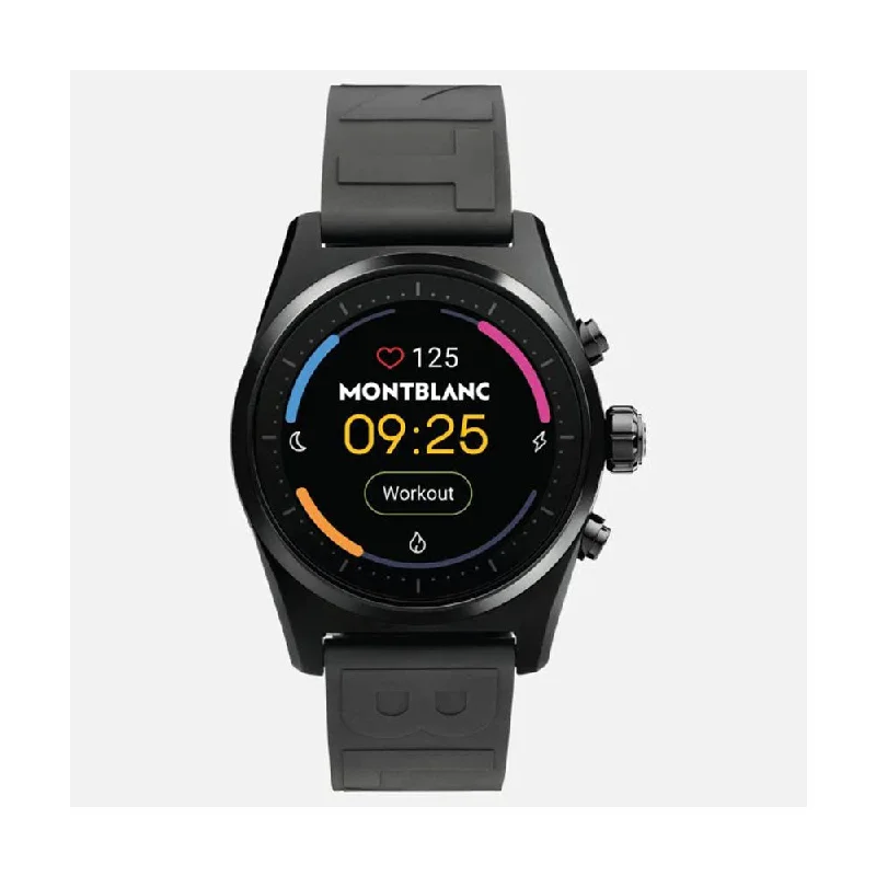 smartwatch with health tracking capabilities-MONT BLANC 128408 SUMMIT LITE BLACK ALUMINUM CASE SMARTWATCH