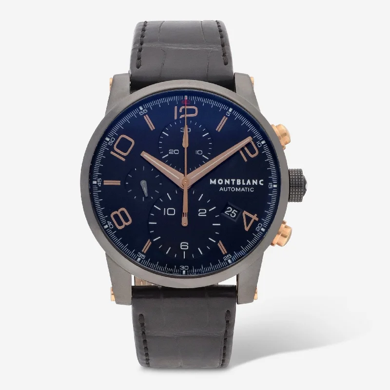 smartwatch with long battery life-Montblanc Timewalker Chronograph Stainless Steel Automatic Men's Watch 105805