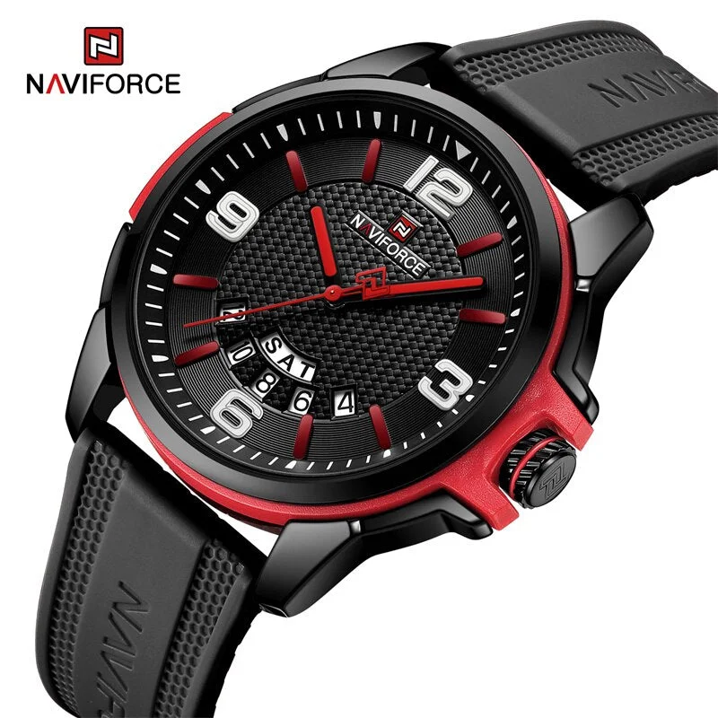 men’s dress watch with leather band-NAVIFORCE 9215T Luxury Fashion Watch For Men Classic Silicone Band Waterproof Sports Quartz Movement Wristwatch Relogio Masculino  2023