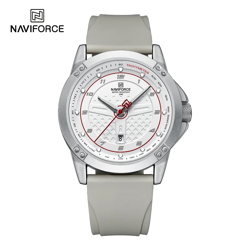 men’s dress watch with leather band-NAVIFORCE 8031 Luxury customized watch for men Quartz Wristwatches Fumed Silica Leather casual Reloj Hombre