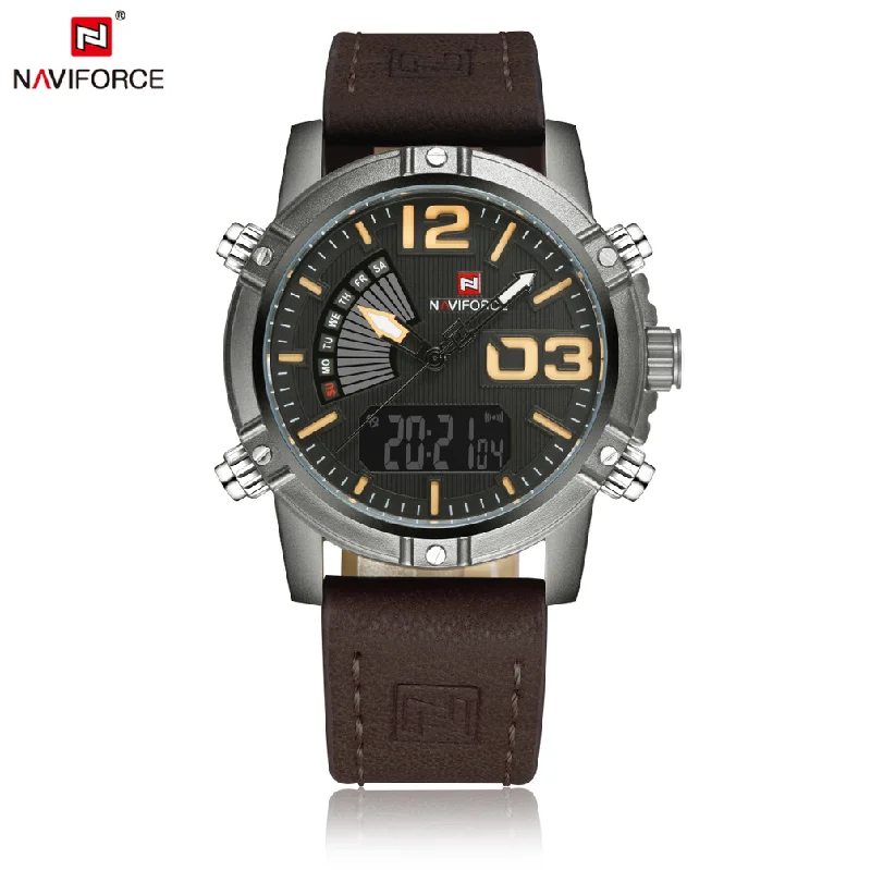 vintage men’s stainless steel wristwatch-NAVIFORCE Mens Luxury Digital Quartz Watches Sport Military Wristwatch Casual Watch NF9095