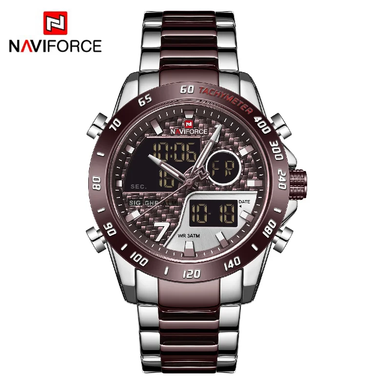 luxury sports wristwatch for men-NAVIFORCE Men Digital Watch LED Sport Military Luminous Hands Waterproof Quartz Wristwatch NF9171