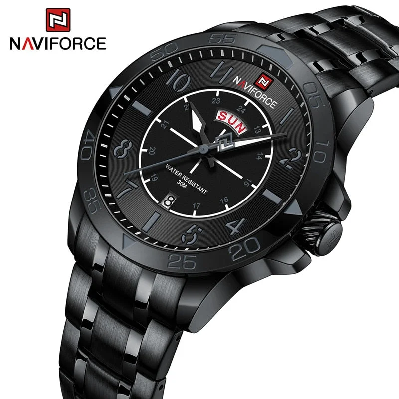 lightweight fitness smartwatch for men-NAVIFORCE  Brand Fashion Stainless Steel Strap Waterproof Quartz Men's Sport Watches NF9204S  Wristwatch 2023 New