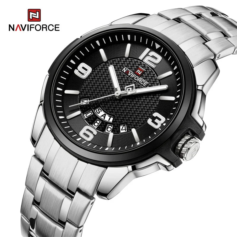 smartwatch with advanced workout tracking-NAVIFORCE 9215S Brand New Original Watches For Men Business Classic Stainless Steel Waterproof Wristwatches Male Fashion Sports Clock