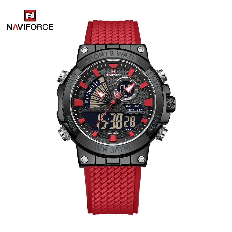 smart casual men’s leather watch-NAVIFORCE 9219 Men's Luxury Fashion Quartz Watches LCD Display Analog Digital 3ATM Waterproof Sport Chronograph Reloj Hombre 2023 New