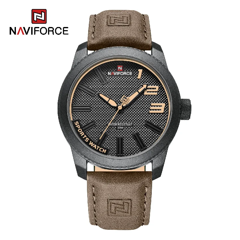 lightweight fitness smartwatch for men-NAVIFORCE Men's New Watch Men's Wrist Luxury Quartz Sports PU Leather Strap 30m Waterproof Watch NF9202L 2022 relojs