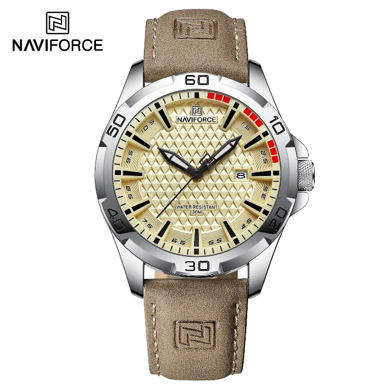 men’s automatic sports wristwatch-NAVIFORCE Casual Sport Watches for Men Top Brand Luxury Military Leather Wrist Watch Man Clock Fashion Quartz Men Watch Relogio NF8023