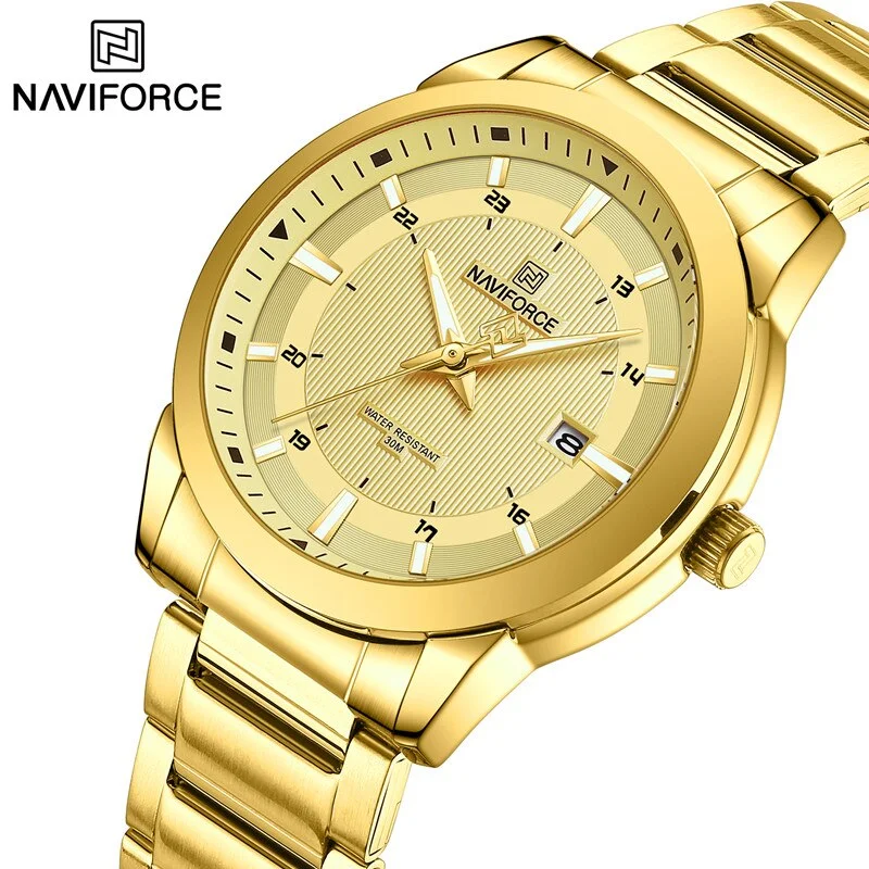 smartwatch with real-time heart rate tracking-NAVIFORCE NF8029 New Luxury Men Watches Business Luminous Date Clock Stainless Steel Waterproof Male Quartz Wristwatches Reloj Hombre