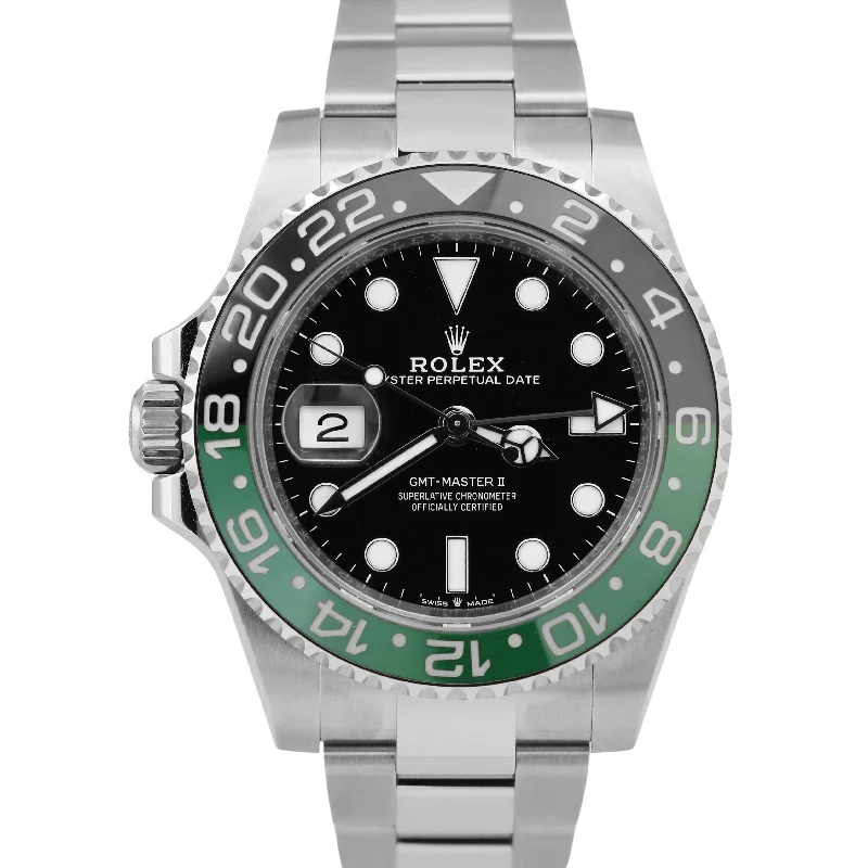 men’s dress watch with leather band-BRAND NEW 2024 Rolex GMT-Master II SPRITE GREEN Black 40mm 126720 VTNR Watch BOX